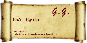 Gaál Gyula névjegykártya